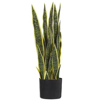 Beliani Planta Artificial En Maceta De Material Sint&eacute;tico Verde Negro 63 Cm Accesorio Interior Snake Plant
