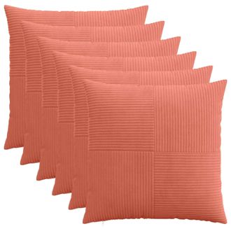 vidaXL Funda De Almohada 6 Pcs Almelo Rojo Naranja 55 X 55 Cm Pana Vidaxl