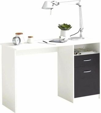 FMD Scrivania FMD JACKSON Bianco Nero 123 x 76,5 x 50 cm Legno