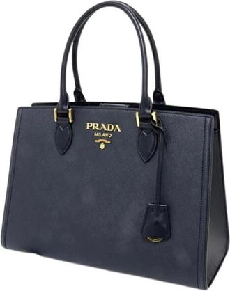 Prada Pre-owned Handbags, female, Blue, Size: ONE SIZE Pre-owned Vintage Saffiano Handbag