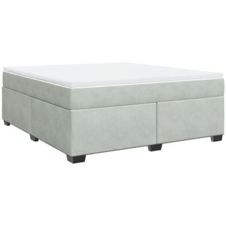 vidaXL Box Spring Bed with Mattress Light Grey 180x200 cm Velvet vidaXL