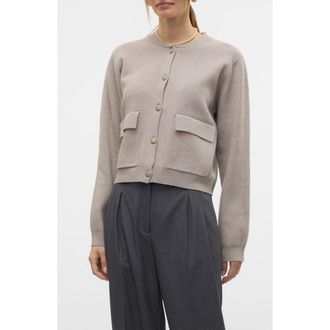 Vero Moda Apple Pocket Bomber Cardigan in Moon Rock at Nordstrom, Size X-Large