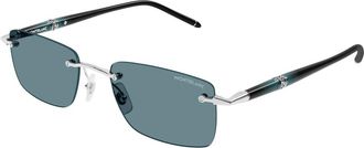 Montblanc Mb 0344S Zonnebril - Heren - Zonnebrillen - Grijs - 54 MM - Nylon - Accessoires
