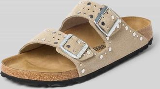 Birkenstock Sandalette aus Leder mit Nieten Modell Arizona Rivet in Taupe, Gr&ouml;&szlig;e 37