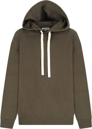 Jil Sander Felpa con cappuccio in spugna di cotone - - Sweatshirts & Hoodies - Donna - Verde - L