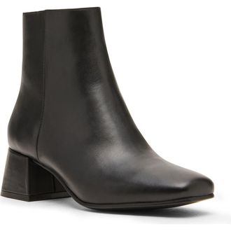 Blondo Lizzy Waterproof Square Toe Block Heel Bootie in Black Leather at Nordstrom Rack, Size 5.5