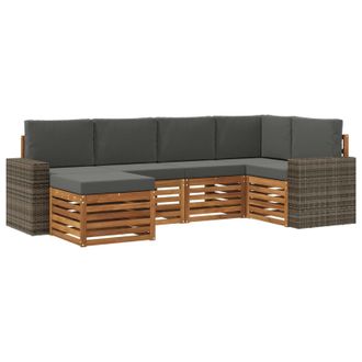 vidaXL Conjunto De Sof&aacute; Seccional Con Coj&iacute;n 6 Pcs Natural Y Antracita Vidaxl