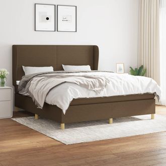 vidaXL Cama Box Spring Con Colch&oacute;n Tela Marr&oacute;n Oscuro 160x200 Cm Vidaxl