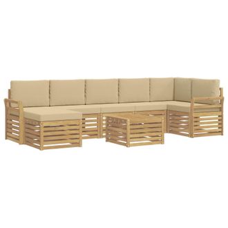 vidaXL Conjunto De Sof&aacute;s De Exterior 8 Uds. Y Beige Poli&eacute;ster Vidaxl