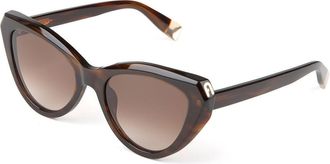 Furla Zonnebril Glanzend Bruin Gestreept Havana