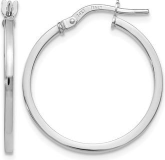 Diamond2Deal 14K White Gold Polished Round Shape Hoop Earrings