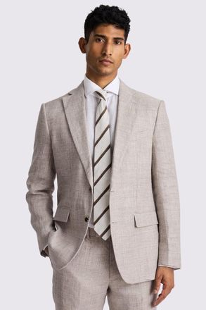 Moss Tailored Fit Oatmeal Linen Suit Jacket