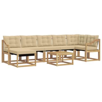vidaXL Conjunto De Sof&aacute;s De Exterior Con Coj&iacute;n 8 Pcs Y Beige Vidaxl