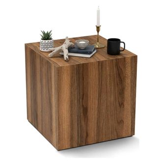Dmora Dmora - Mesa De Caf&eacute; Imogen, Mesa De Centro Baja, Revistero Para Sof&aacute;, Estante De La Sala De Estar, 45x45 H50 Cm, Nuez
