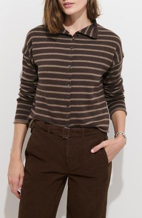 Alex Mill Taylor Mariner Stripe Cardigan in Chocolate/truffle at Nordstrom, Size X-Large