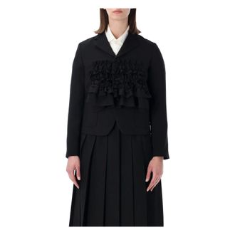 Comme Des Gar&ccedil;ons Blazers, female, Black, Size: S Gabardine Jacket Ruffle