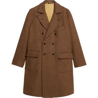 Fortela Serwilliam1 Tweed Double-Breasted Coat in Brown at Nordstrom, Size 50 Eu