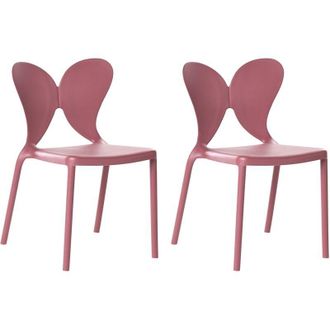 Beliani Set di 2 sedie da giardino in plastica Materiale sintetico Schienale a farfalla rosa Larissa