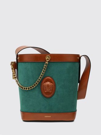 Versace Borsa a secchiello Pivot in camoscio