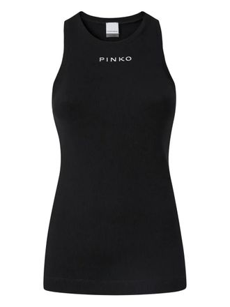 Pinko ribbed logo top - Black