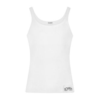 Dolce & Gabbana Sleeveless Tops, male, White, Size: M Logo Cotton Tank Top