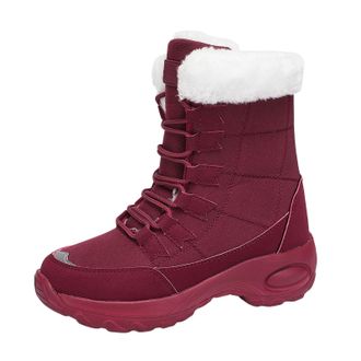 Generic Comfy Boots for Women, Snow Boots Women - Comfortable Warm Winter Shoes Casual Lace Up Mid-Calf Shoes Classic Thicken Ankle Boot for Go Out Solid Colo