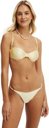 Cotton On Womens Gathered Thin Strap Balconette Bikini Top in Mellow Yellow Gloss at Nordstrom, Size X-Large