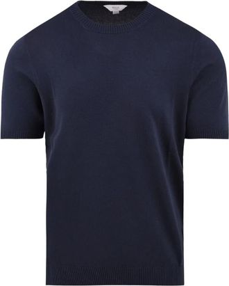 Malo Shaved Trui met Korte Mouwen en Ronde Hals - Heren - Ronde hals truien - Blauw - 2XL - Katoen - Truien & Vesten