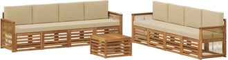 vidaXL Conjunto De Sof&aacute;s De Exterior 9 Uds. Natural Y Beige Vidaxl