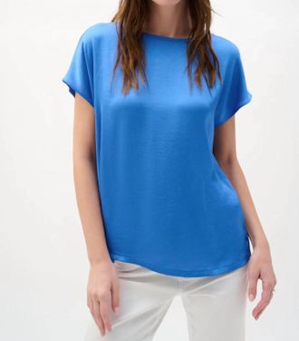 Joseph Ribkoff Straight Hammered Recycled Satin Top In Harbor Blue