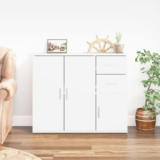 vidaXL Aparador De Madera Contrachapada Blanco 91x29,5x75 Cm Vidaxl