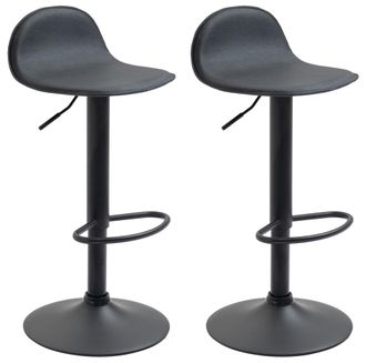 Clp Set 2 Sgabelli Alti Lana In Similpelle Nero Nero