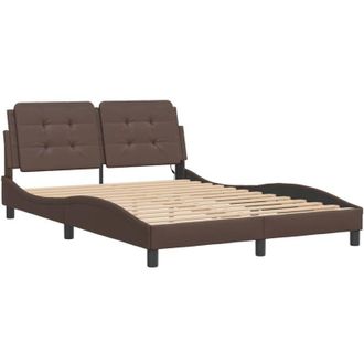 vidaXL Vidaxl - Estructura Cama Con Luces Led Cuero Sint&eacute;tico Marr&oacute;n 120x200 Cm
