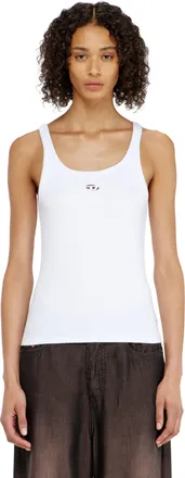 Diesel Slim tank top with laser-cut Oval D - T-Shirts - Woman - White