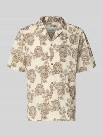 Les Deux Freizeithemd mit floralem Allover-Stitching Modell Lesley in Beige, Gr&ouml;&szlig;e XXL