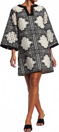 Tori Richard Palm Squares Xenobia Dress In Black