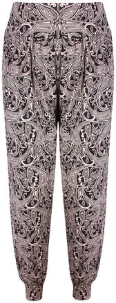 Purple Hanger Womens New Animal Tie Dye Printed Pattern Ladies Long Stretch Elasticated Waistband Harem Baggy Pants Trousers Plus Size Black & Mocha Paisley Size 20