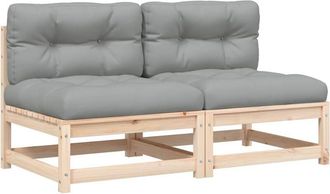 vidaXL Sof&aacute;s jard&iacute;n sin reposabrazos con cojines 2 uds madera de pino Vidaxl