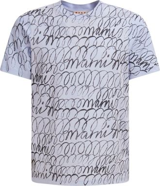 Marni graphic-print cotton T-shirt - men - Cotton - 46 - Blue