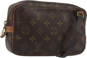 Louis Vuitton Vintage, unisex, Bruin, ONE Size, Leer, Pre-owned Monogram Shoulder Bag