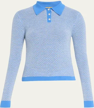 Guest In Residence Pique Long-Sleeve Shrunken Cashmere Polo