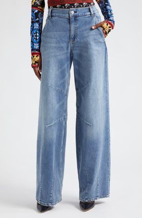 Alice & Olivia Parker Wide Leg Jeans in Avery Blue at Nordstrom, Size 30