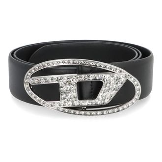 Diesel Belts, female, Black, Size: 70 CM B-1Dr Strass Leather Belt