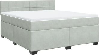 vidaXL Vidaxl - Cama Box Spring Con Colch&oacute;n Terciopelo Gris Claro 180x200 Cm