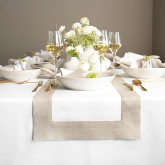 Solino Home Linen Table Runner for Dining Table, Holiday and Everyday Table Decor - Contempo in Natural And White at Nordstrom, Size X-Small