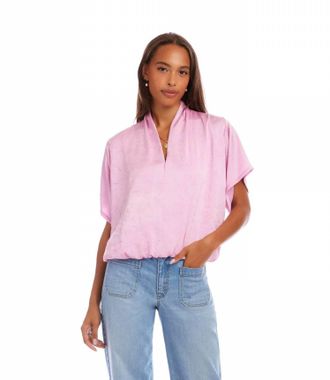 Karen Kane Short Sleeve V-Neck Top In Pink