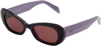 Retro Superfuture Paarse Zonnebril Izipho Stijl - Dames - Zonnebrillen - Paars - 52 MM - Accessoires