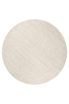 Wecon Home Alfombra beige redonda tejida a mano con relieve 180 rd
