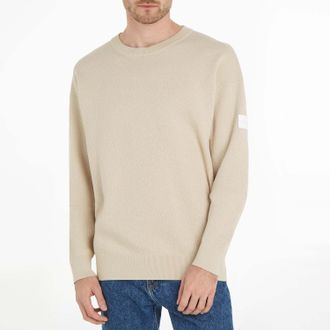 Calvin Klein Mens Natural Structure Crewneck Sweatshirt in Beige Cotton - Size X-Large