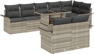 vidaXL Garden Sofa Set with Cushion 9 pcs Light Grey Poly rattan Vidaxl